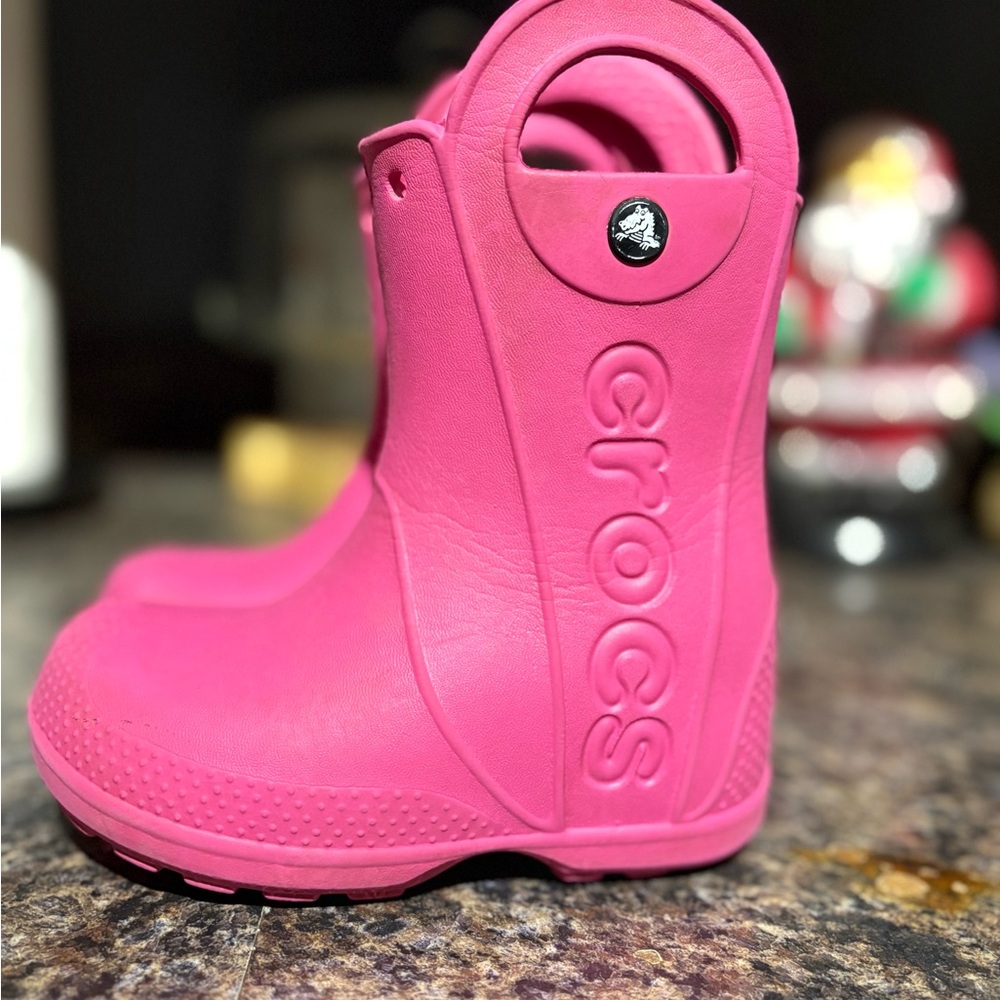 CROCS Kids Vibrant Pink Rain Boots